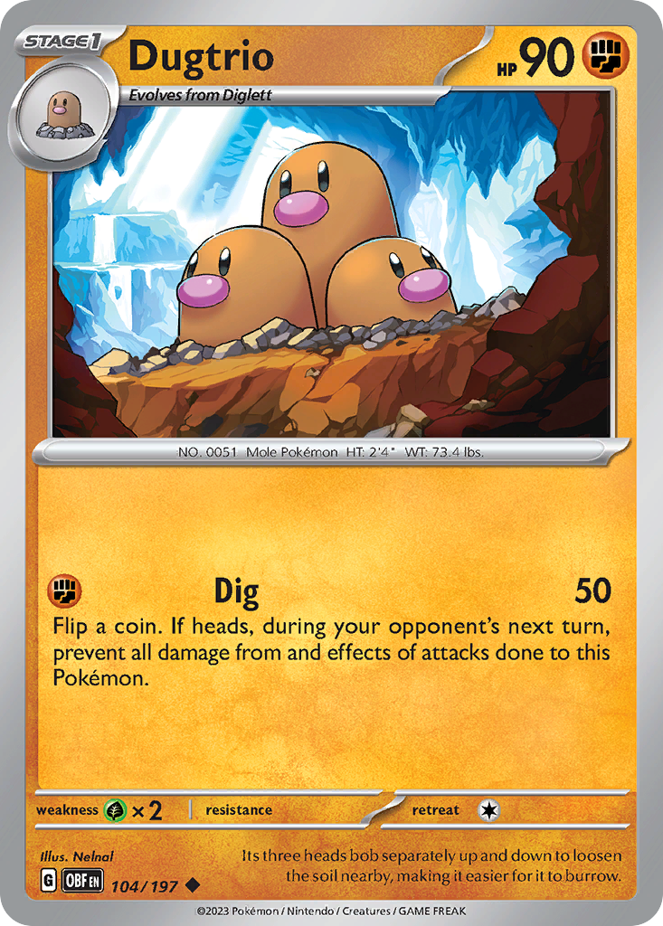 Dugtrio 104/197 Obsidian Flames card