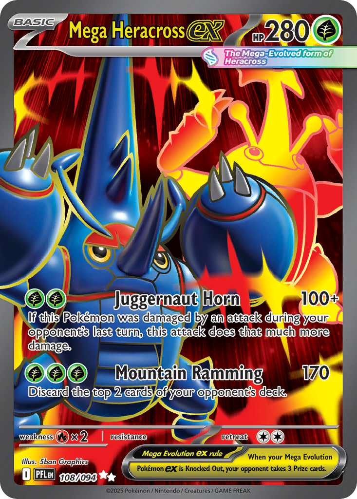 Mega Heracross ex 108/094 Phantasmal Flames card