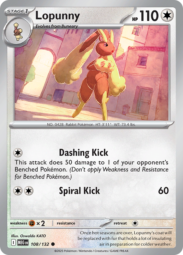Lopunny 108/132 Mega Evolution card