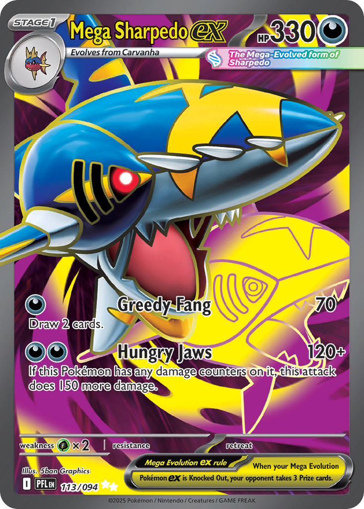 Mega Sharpedo ex 113/094 Phantasmal Flames card