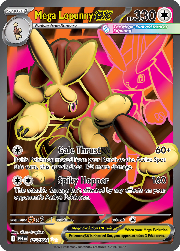 Mega Lopunny ex 115/094 Phantasmal Flames card