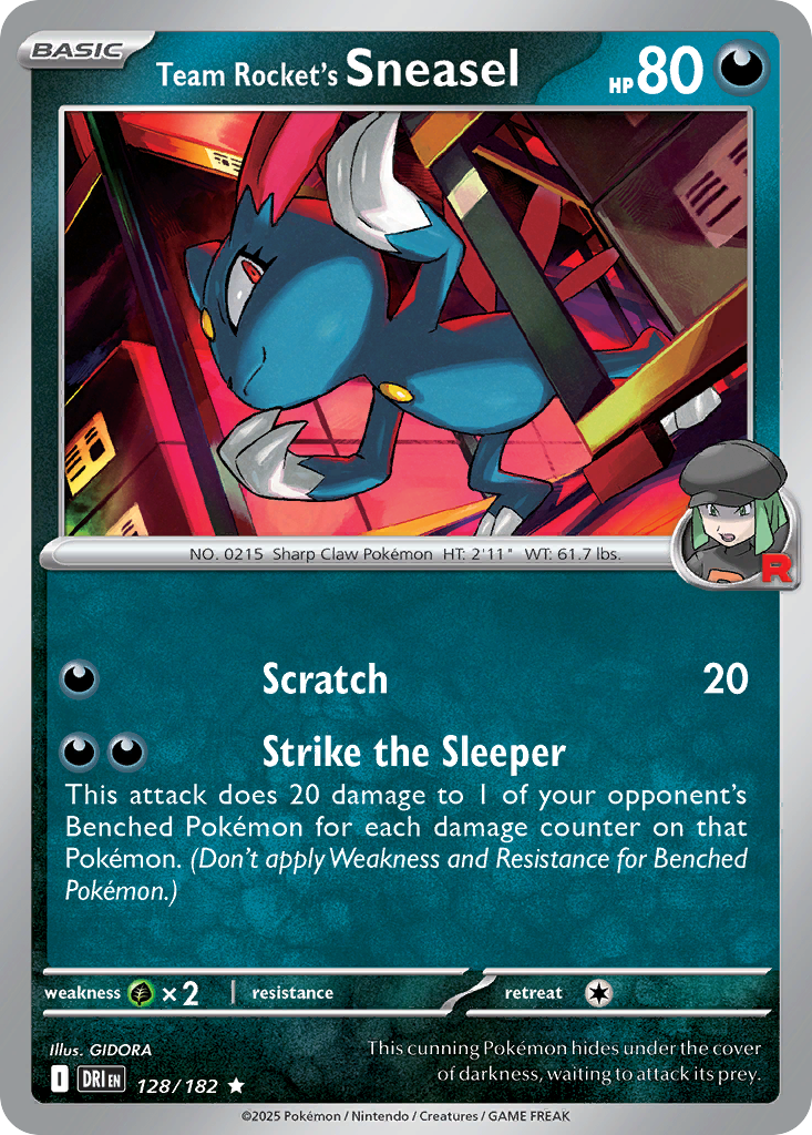 Team Rocket's Sneasel 128/182 Destined Rivals card