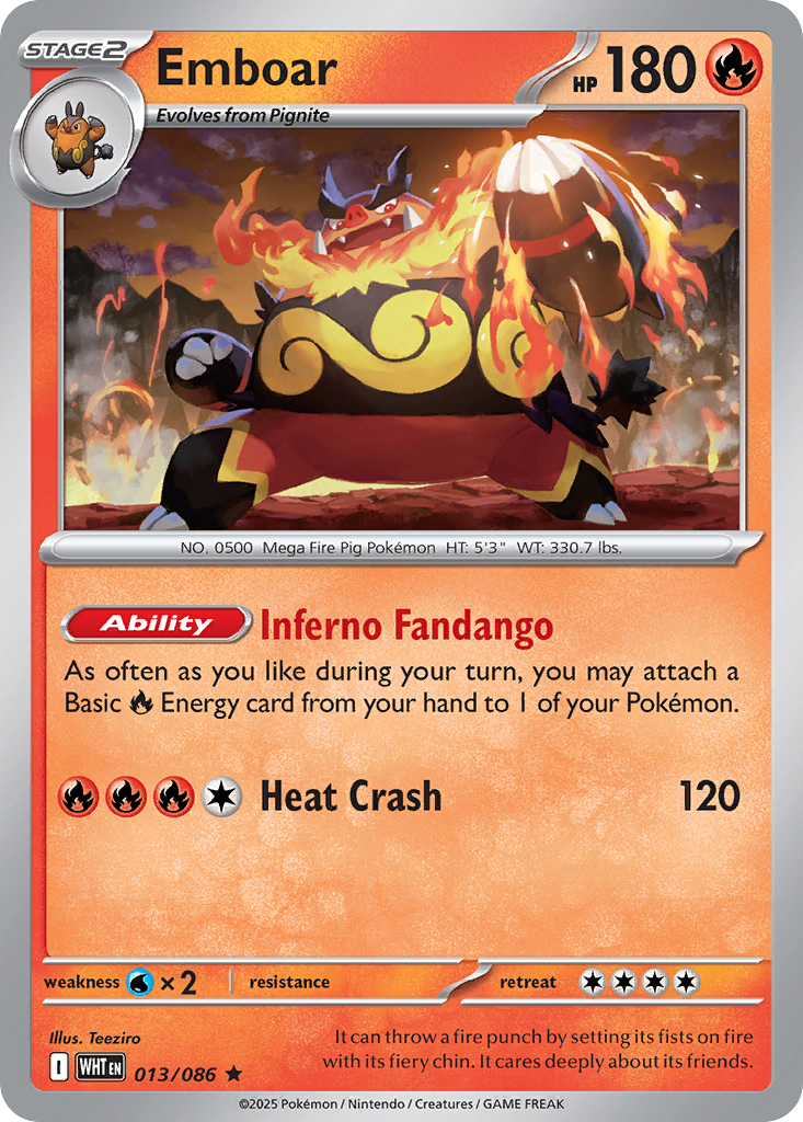 Emboar 013/086 White Flare card