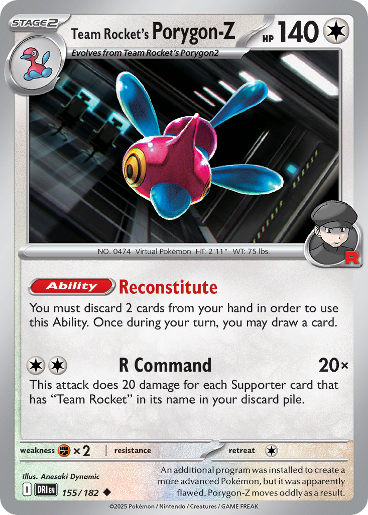 Team Rocket's Porygon-Z 155/182 Destined Rivals card