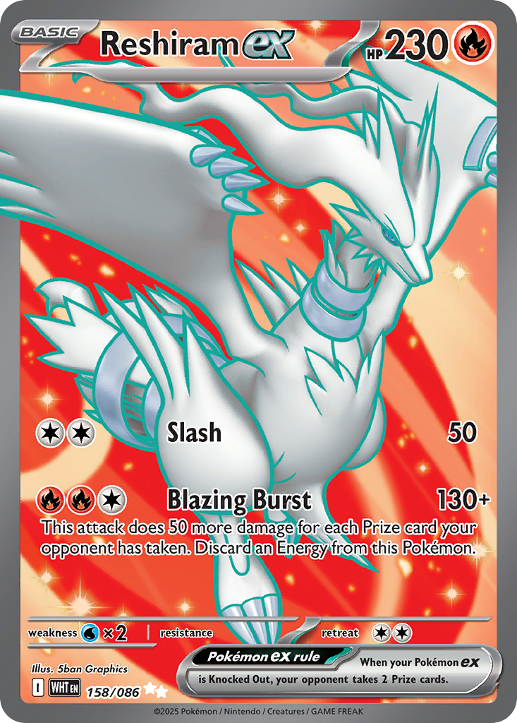 Reshiram ex 158/086 White Flare card