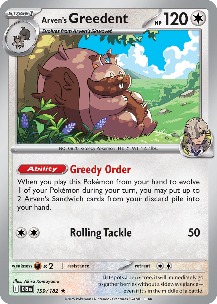 Arven's Greedent 159/182 Destined Rivals card