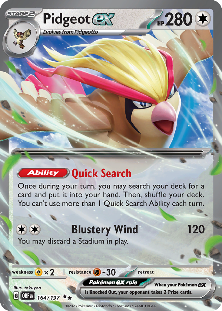 Pidgeot ex 164/197 Obsidian Flames card