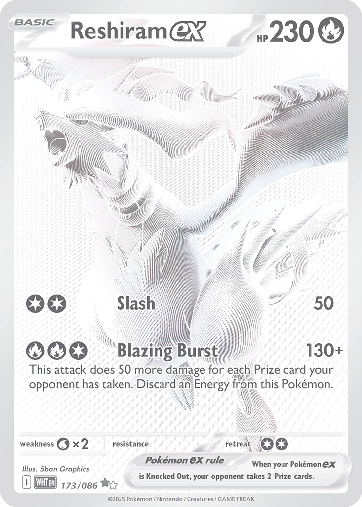 Reshiram ex 173/086 White Flare card