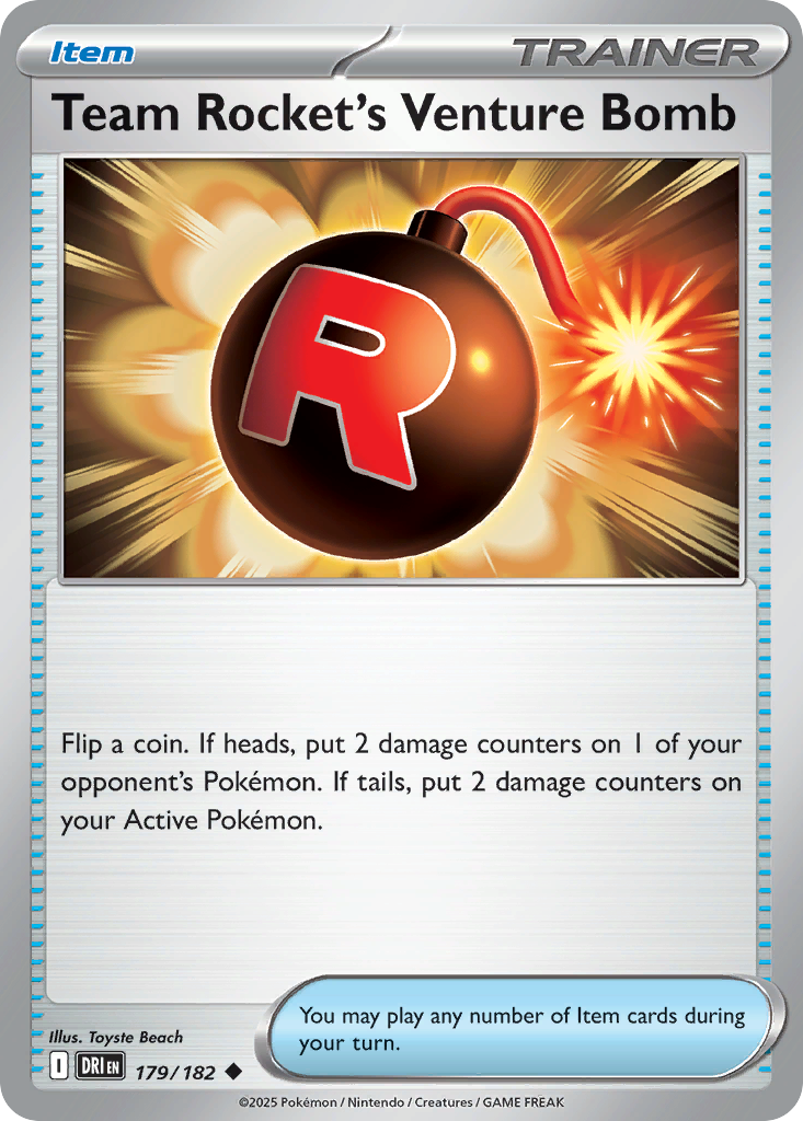 Team Rocket's Venture Bomb 179/182 Destined Rivals card
