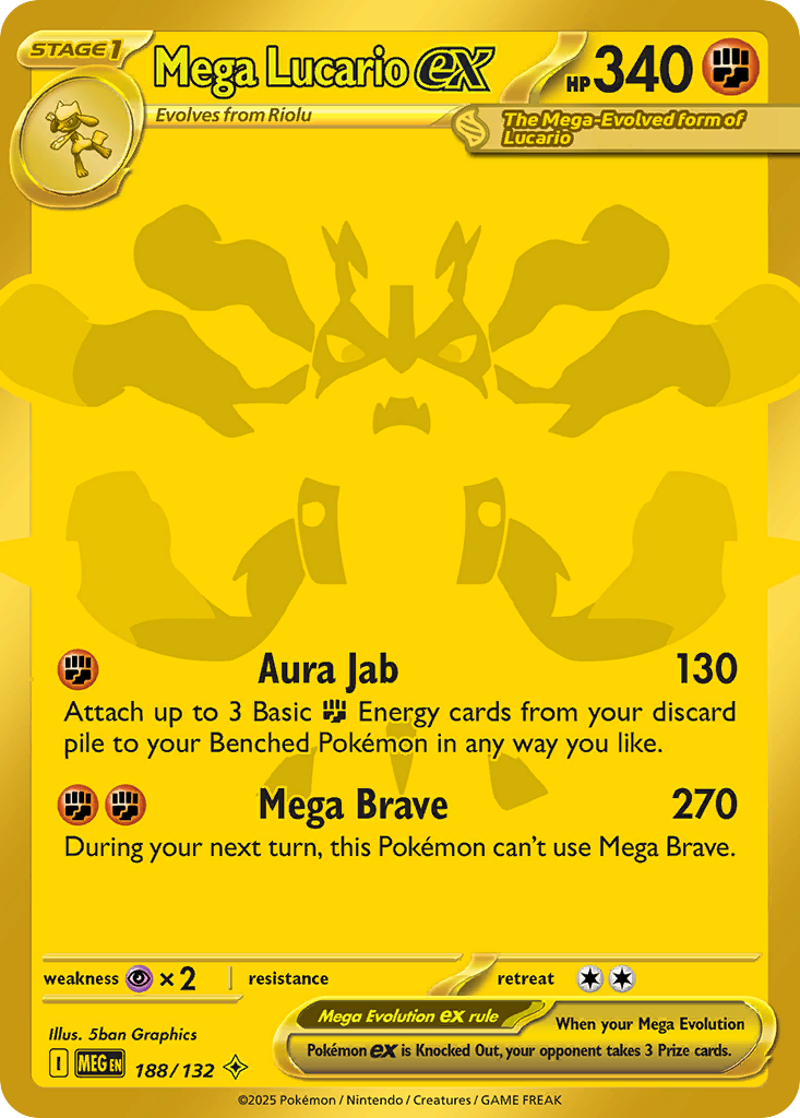 Mega Lucario ex 188/132 Mega Evolution card