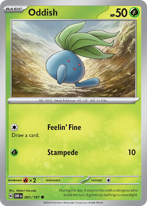 Oddish 001/197 Obsidian Flames card
