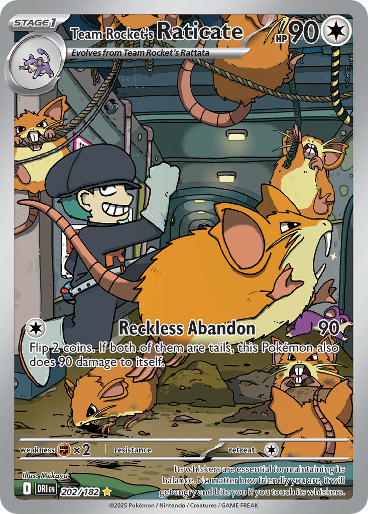 Team Rocket's Raticate 202/182 Destined Rivals card