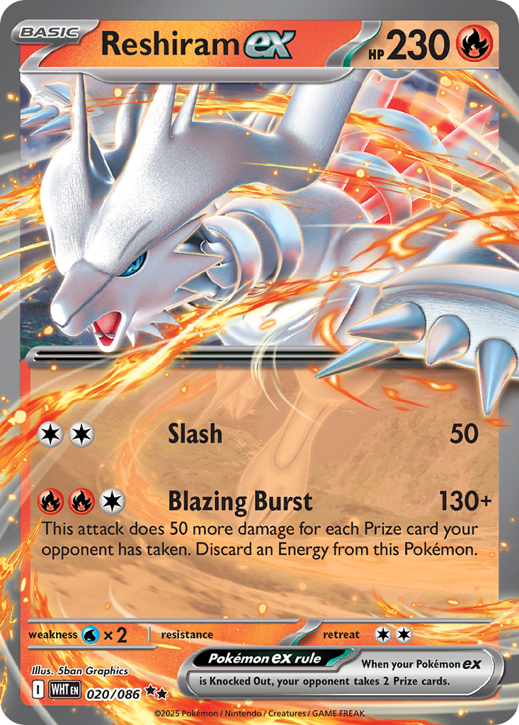 Reshiram ex 020/086 White Flare card