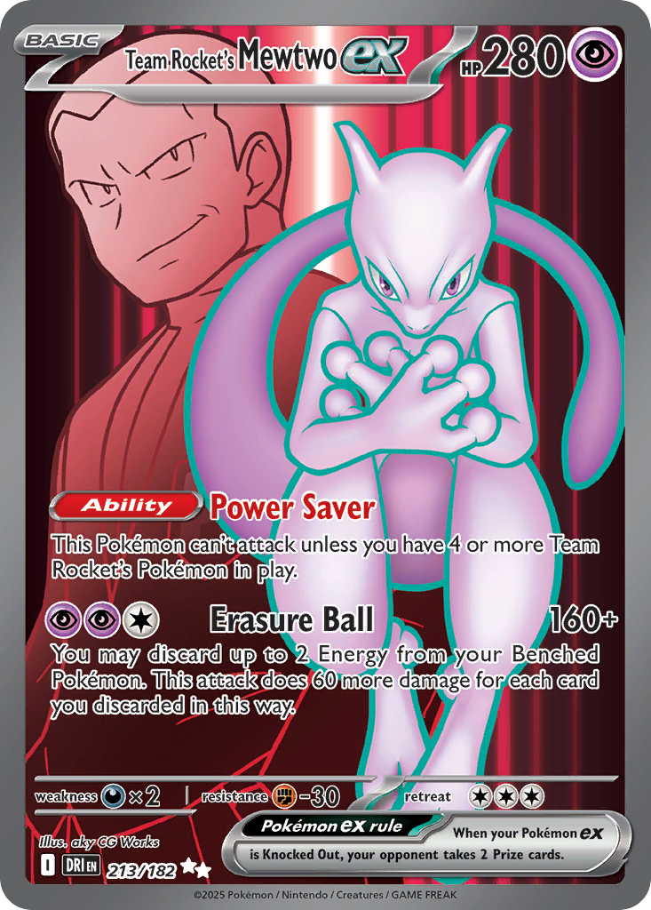 Team Rocket's Mewtwo ex 213/182 Destined Rivals card