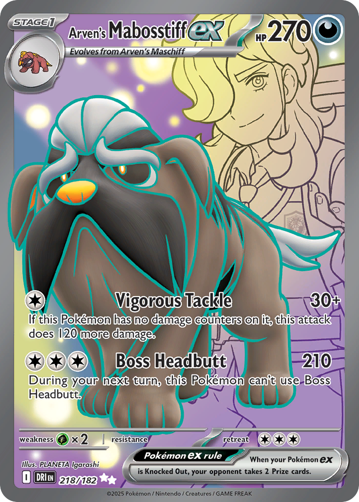 Arven's Mabosstiff ex 218/182 Destined Rivals card