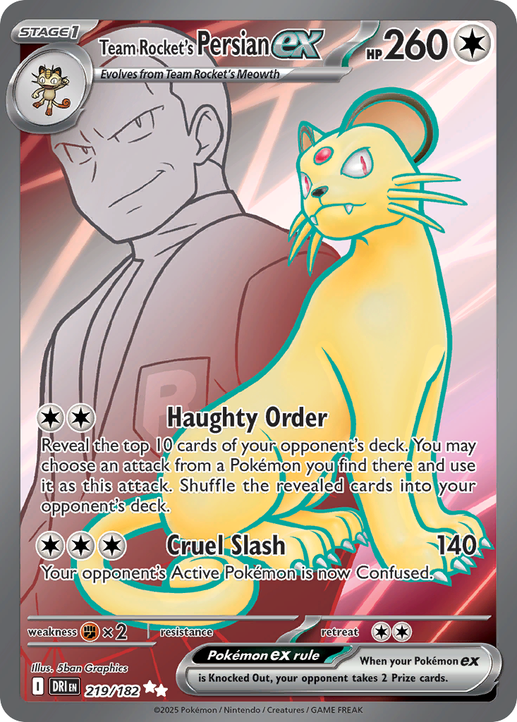 Team Rocket's Persian ex 219/182 Destined Rivals card