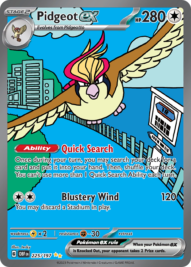 Pidgeot ex 225/197 Obsidian Flames card