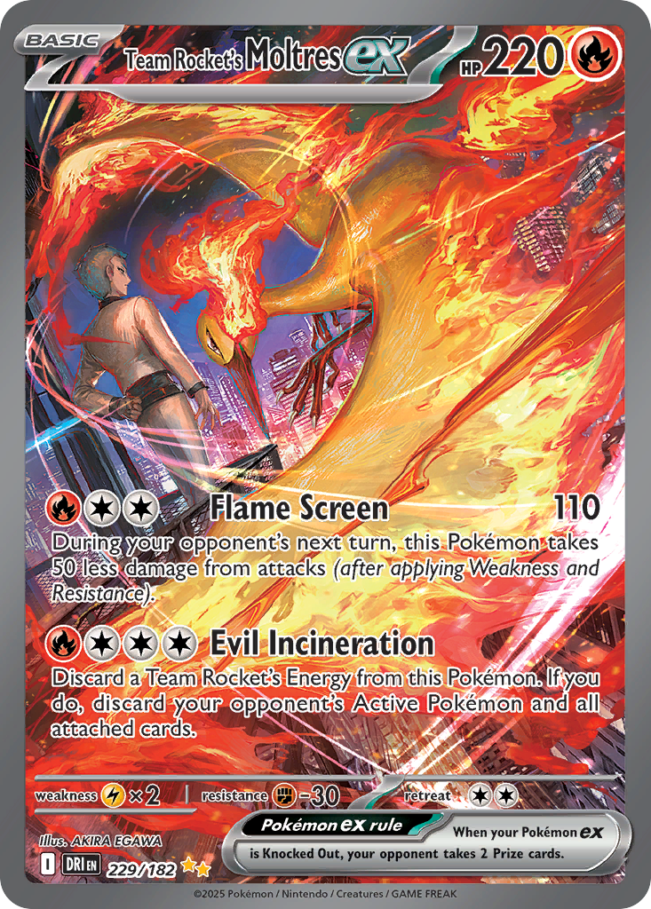 Team Rocket's Moltres ex 229/182 Destined Rivals card