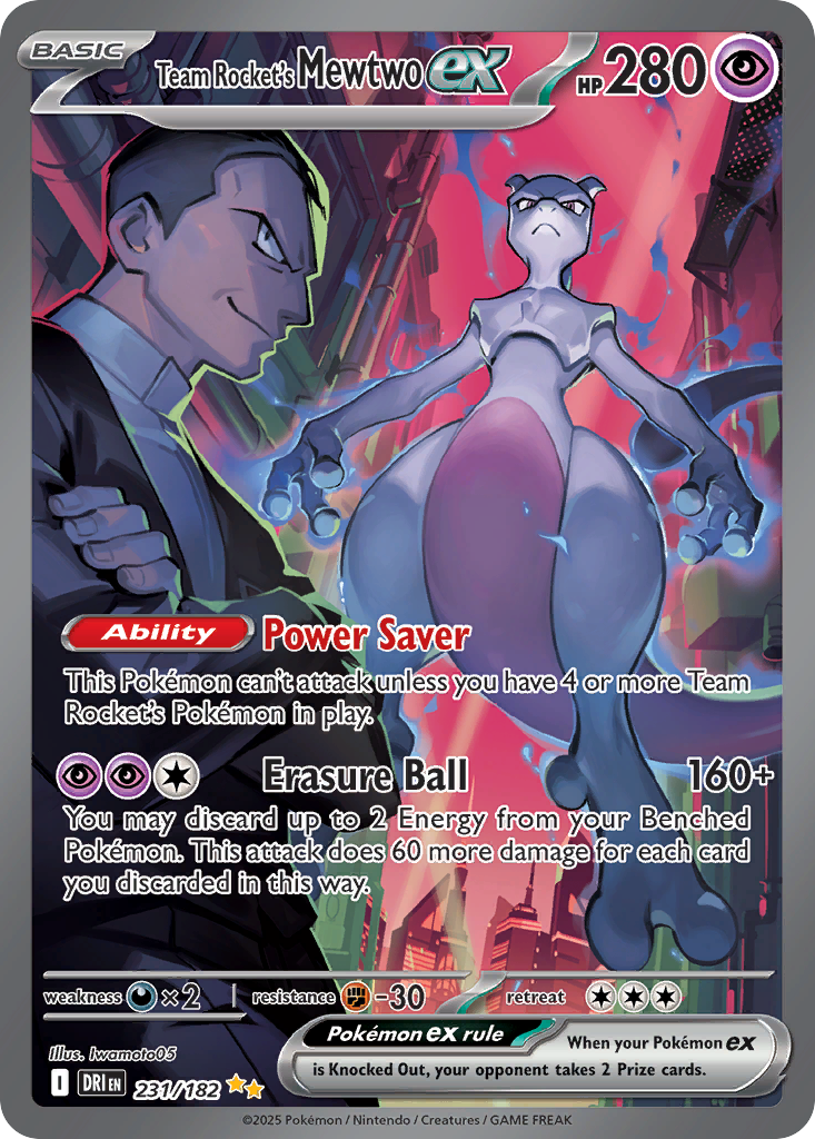 Team Rocket's Mewtwo ex 231/182 Destined Rivals card