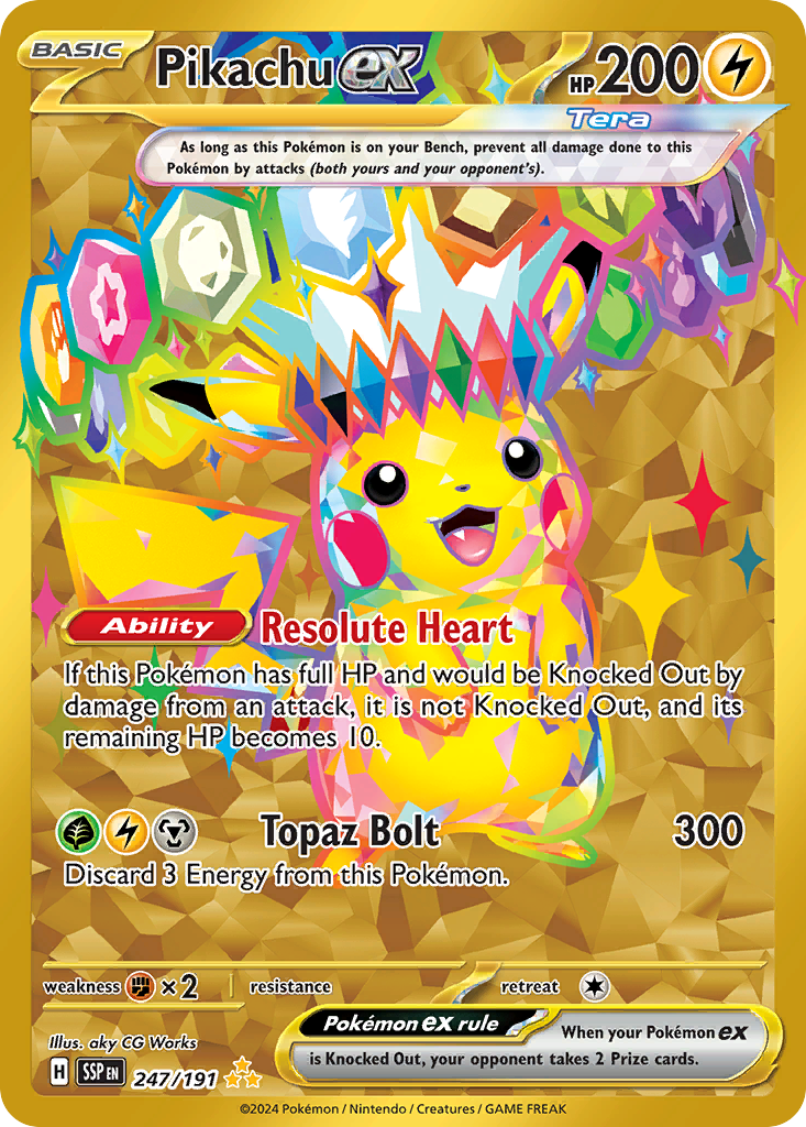 Pikachu ex 247/191 Surging Sparks card
