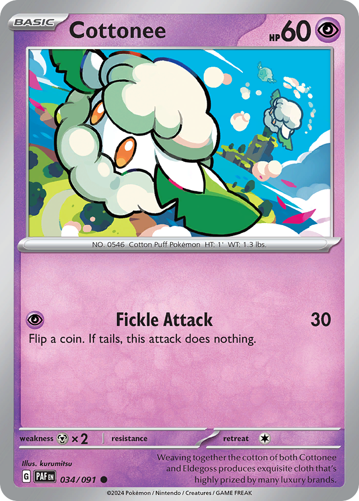 Cottonee 034/091 Paldean Fates card