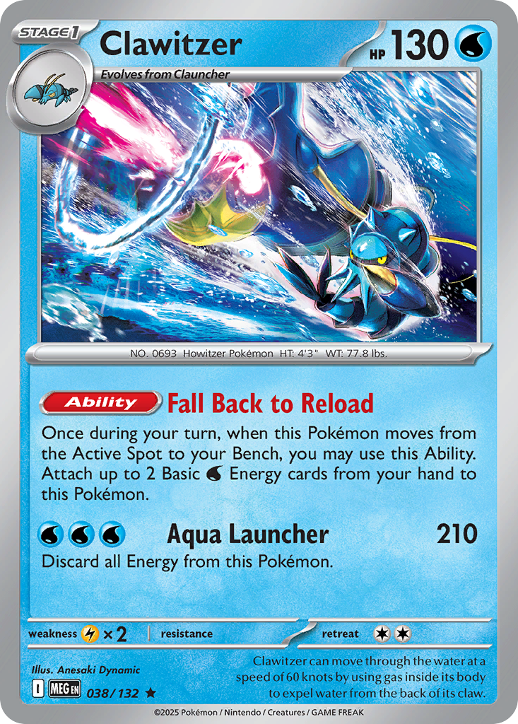 Clawitzer 038/132 Mega Evolution card