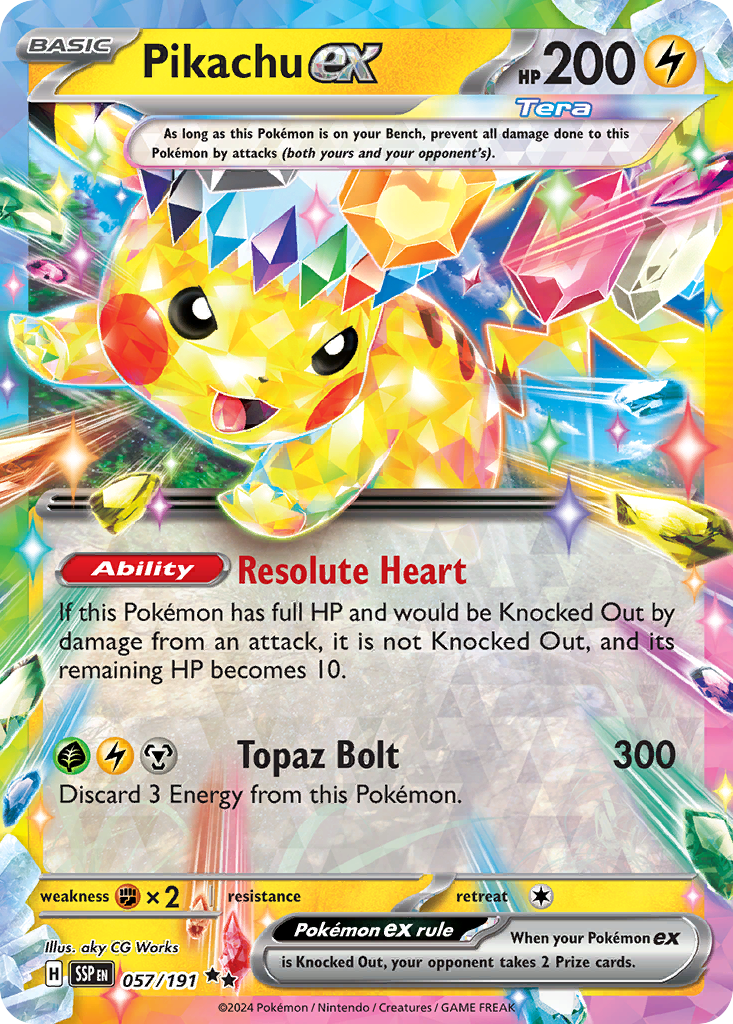 Pikachu ex 057/191 Surging Sparks card