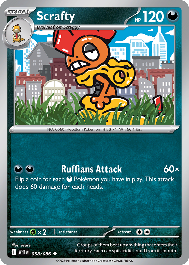 Scrafty 058/086 White Flare card