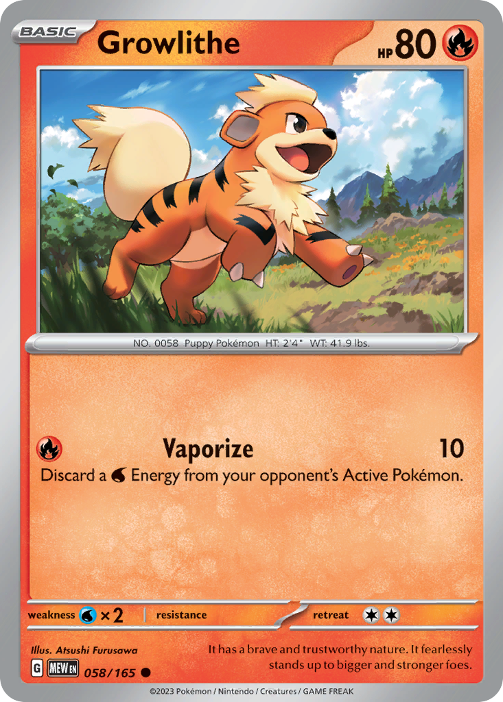 Growlithe 058/165 Scarlet & Violet 151 card