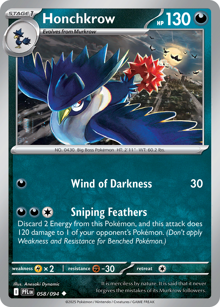 Honchkrow 058/094 Phantasmal Flames card