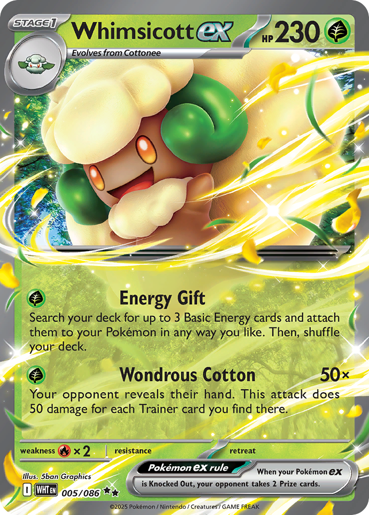 Whimsicott ex 005/086 White Flare card