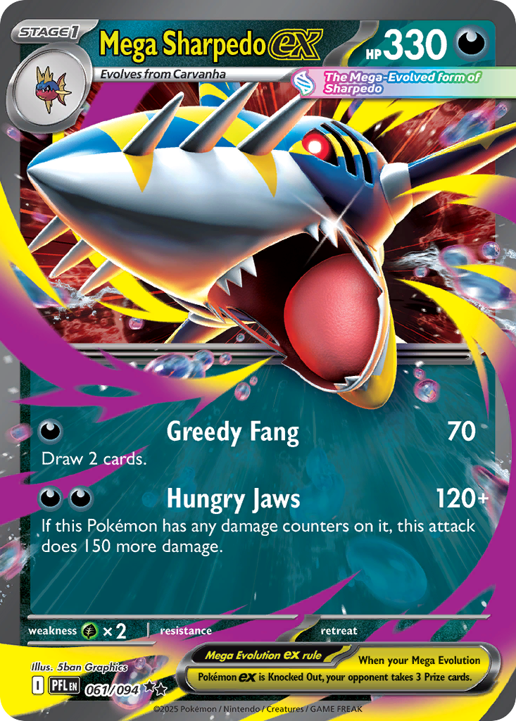Mega Sharpedo ex 061/094 Phantasmal Flames card