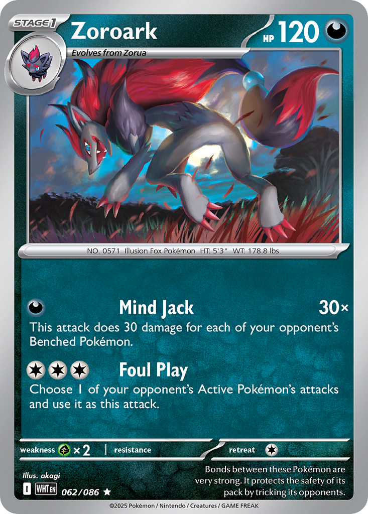 Zoroark 062/086 White Flare card