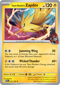 070/182 Team Rocket's Zapdos - Destined Rivals