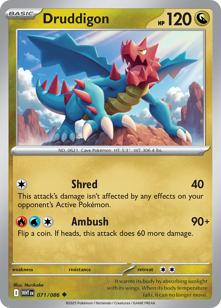 Druddigon 071/086 White Flare card