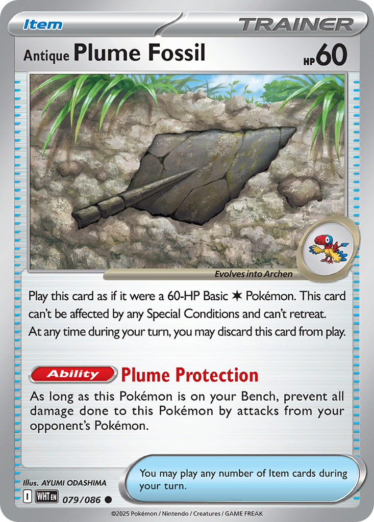 Antique Plume Fossil 079/086 White Flare card