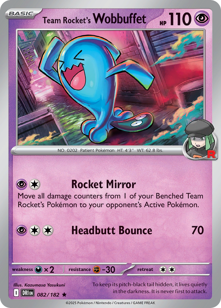 Team Rocket's Wobbuffet 082/182 Destined Rivals card