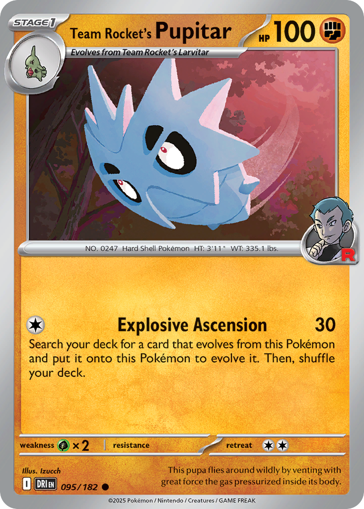 Team Rocket's Pupitar 095/182 Destined Rivals card