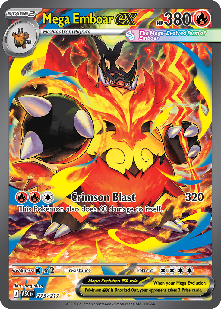 Mega Emboar ex 273/217 Ascended Heroes card