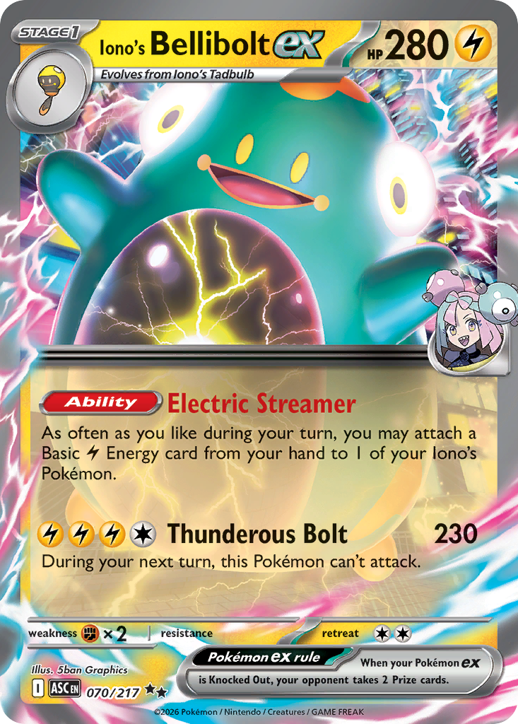 Iono's Bellibolt ex 070/217 Ascended Heroes card