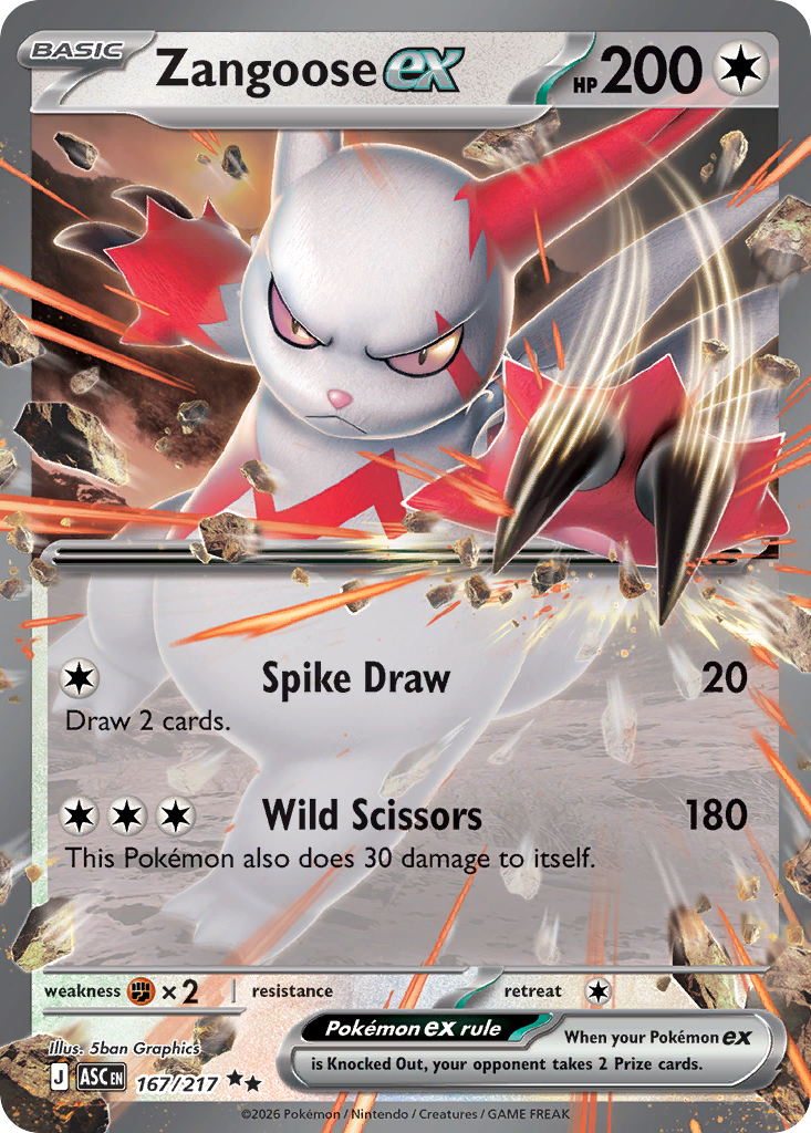 Zangoose ex 167/217 Ascended Heroes card