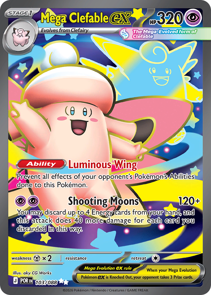 Mega Clefable ex 103/088 Perfect Order card