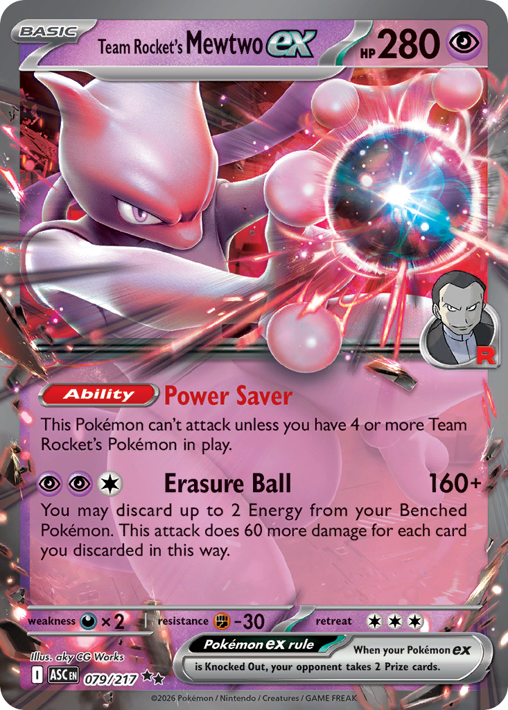 Team Rocket's Mewtwo ex 079/217 Ascended Heroes card