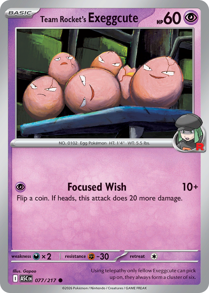 Team Rocket's Exeggcute 077/217 Ascended Heroes card