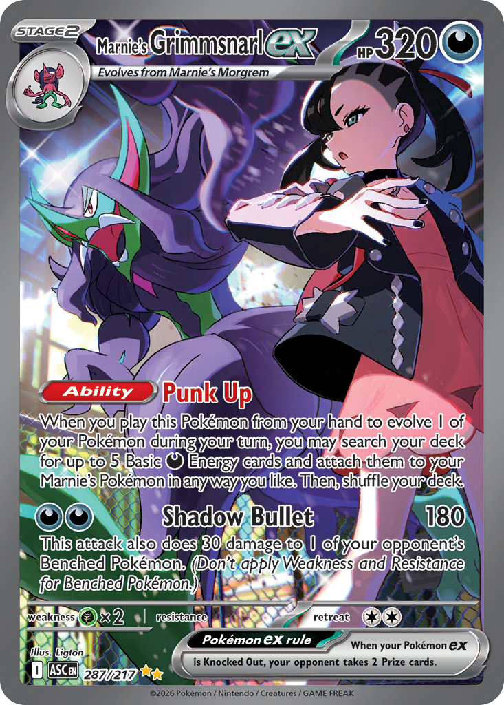 Marnie's Grimmsnarl ex 287/217 Ascended Heroes card