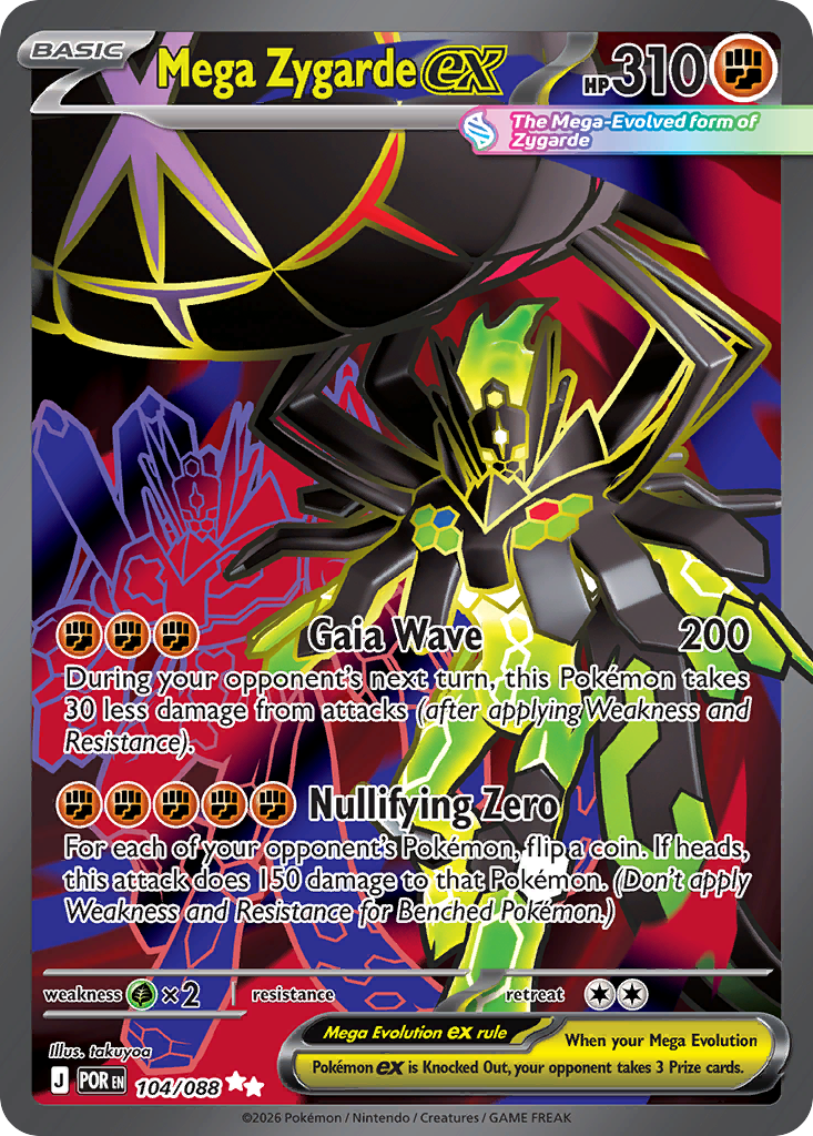 Mega Zygarde ex 104/088 Perfect Order card