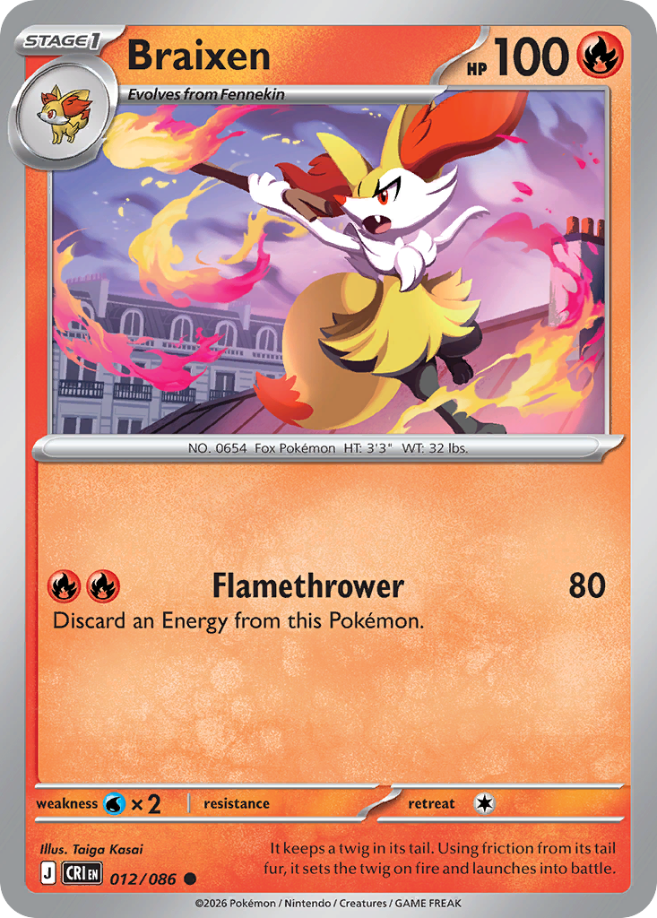 Braixen 012/086 Chaos Rising card