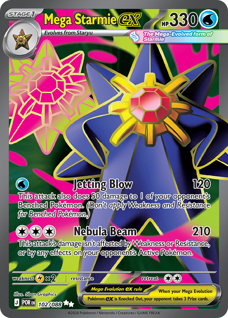 Mega Starmie ex 102/088 Perfect Order card