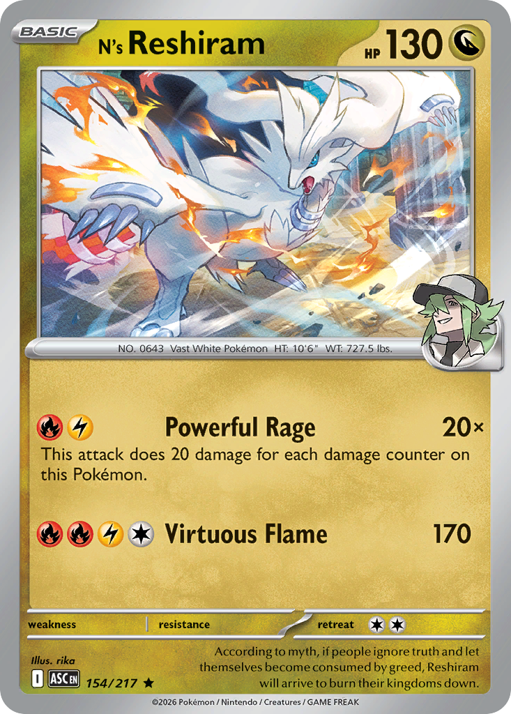 N's Reshiram 154/217 Ascended Heroes card