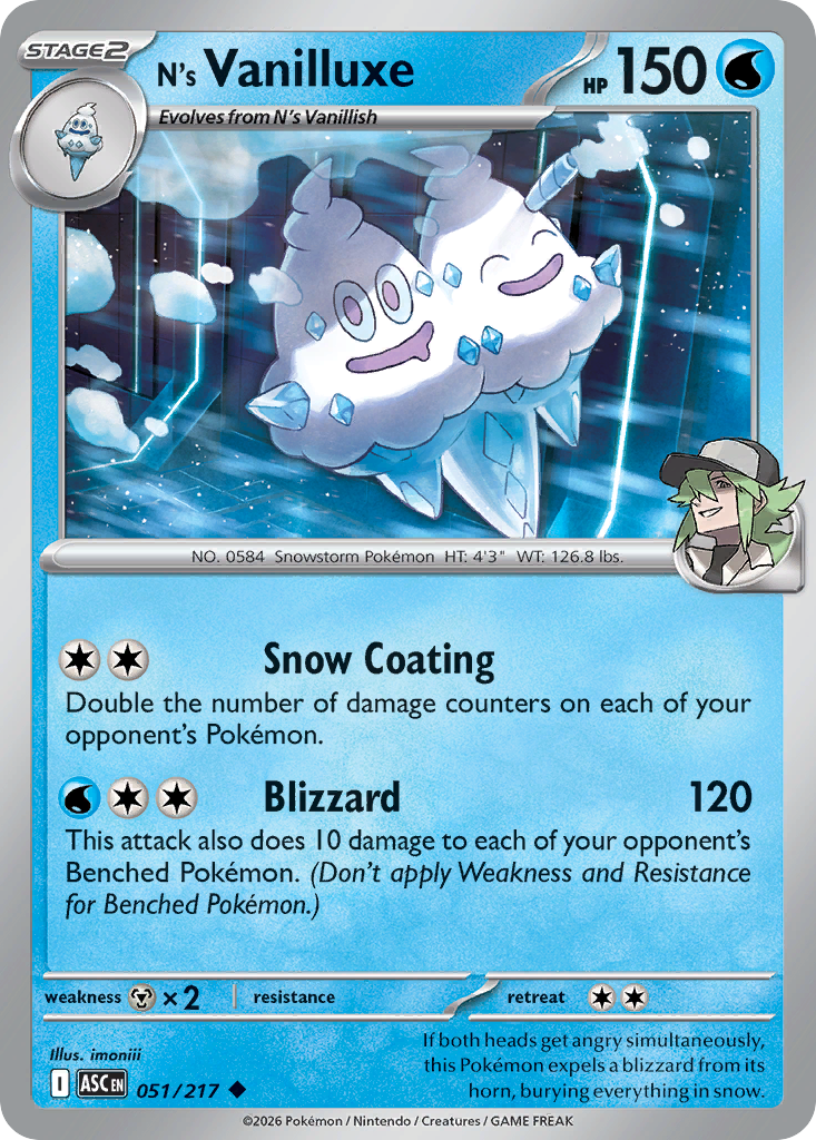 N's Vanilluxe 051/217 Ascended Heroes card